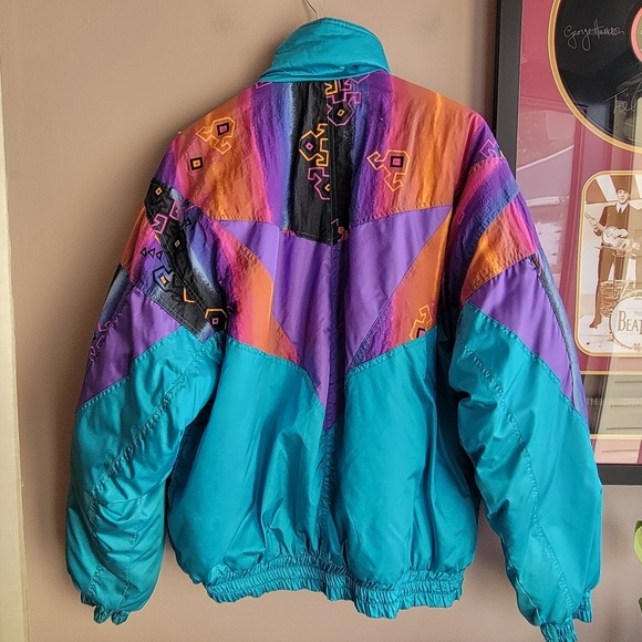 VTG RARE Challenger Women's Jacket Full Zip Size Large Snap buttons Multicolor - Picture 2 of 13